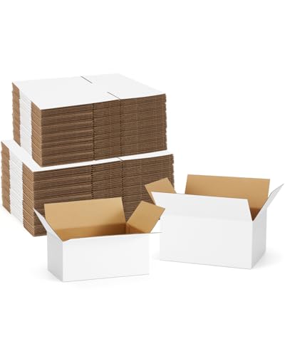 Poever Assorted-Sizes-Shipping-Boxes-40-Pack: 9x6x4 & 10x7x5 Small-Shipping-Boxes-Mailers, White Corrugated-Cardboard-Boxe...