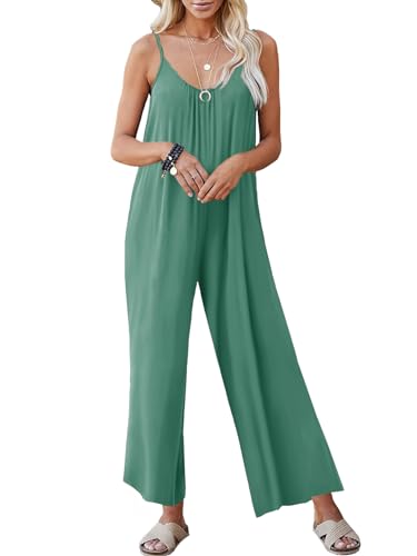 STOLKISS Women Casual Jumpsuits Summer Sleeveless Loose Jumpsuit Shoulder Strap Adjustable Long Pants Rompers with Pockets