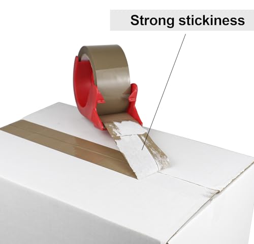 BOMEI PACK Brown Packing Tape with Dispenser, 2.4 Mil 1.88 Inch x 60 Yards, 6 Refills Rolls Packaging Tape for Moving, Shi...