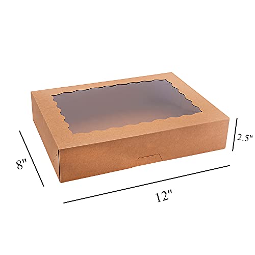 Tcoivs 20-Pack Bakery Boxes with Window, 12" x 8" x 2.5" Cookie Boxes, Treat Boxes, Large Donut Boxes for Muffins and Past...