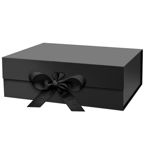 iefoah Black Gift Box for Presents 10.2×7.5×3.1'' Gift Boxes with Lids Magnetic Closure Groomsman Bridesmaid Proposal Box ...