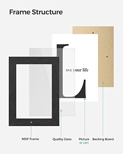 SONGMICS Collage Picture Frames, 4x6 for Wall Decor, Multi Family Photo for Gallery Decor, Hanging Display, Set of 12, Ink...