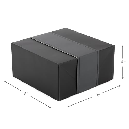 Hallmark 8" Medium Black Gift Boxes with Wrap Bands (3 Boxes, 3 Wrap Bands) for Weddings, Bridal Parties, Groomsmen Gifts,...