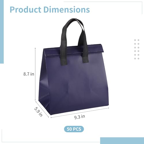 50 PCS Insulated Cooler Bags, Large Thermal Tote with Aluminum Foil & Adhesive Closure, Waterproof Portable Grocery Bag fo...