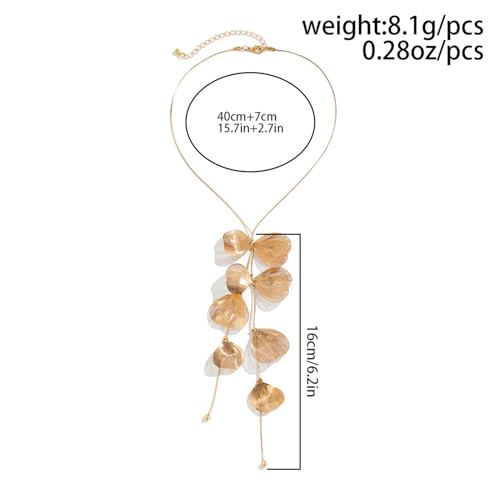 WCRAZYE Gold Flower Statement Floral Necklace Earring Sets for Women Fashion Petal Statement Necklace 14K Gold Plated Larg...