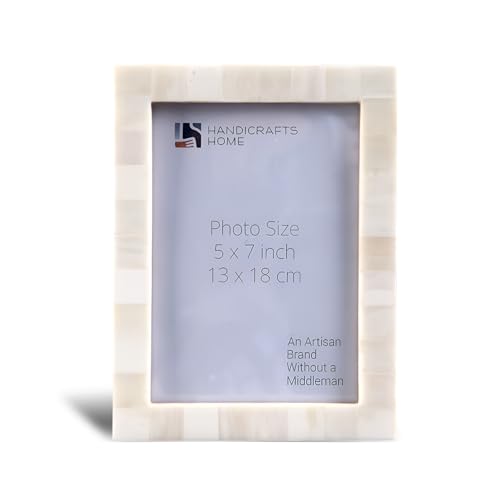 Handicrafts Home White 5x7 Picture Frame for Christmas Decor and Holiday Photo Frame for Modern Minimalist Home Decor, Wed...