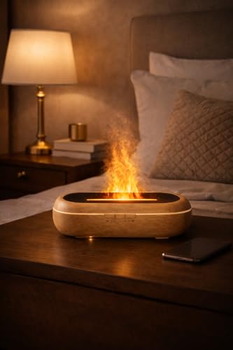 AquaAura Flame Diffuser – Flame Effect Essential Oil Diffuser & Humidifier, 160ml Aromatherapy Diffuser with 7 LED Colors,...