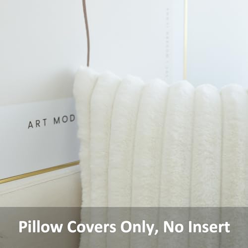 JOJUSIS Pack of 2 Faux Fur Plush Decorative Throw Pillow Covers Couch Cushion Case Soft Pillowcases (White, 18 x 18-Inch)