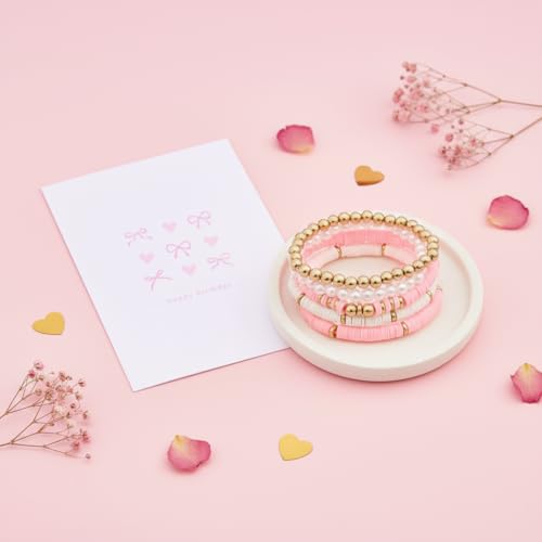 LANGASQUE Birthday Gifts for Women Teen Girls, Happy Birthday Gift Baskets for Women, Coquette Pink Bow Glass Cup Gift Box...
