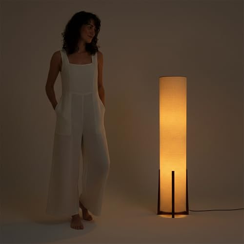 Brightech Parker Paper Lantern Floor lamp, 48 Inch Tall Lamp with Wood Frame, Asian Design for Bedroom, Decorative Tower S...
