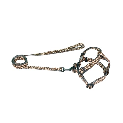 Olahibi Harness and Leash Set, Leopard Pattern, 5ft Matching Leash, No Pull, Easy Wear for Small Puppy Dogs.(XS, Brown Leo...