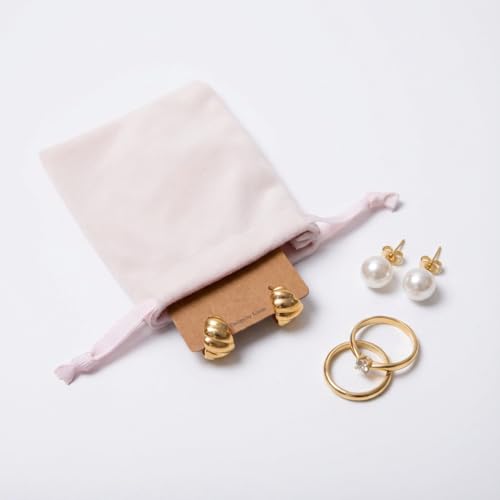 QIANF 12pcs Light Pink Velvet Drawstring Bags 3x4 inches Small Velvet Cloth Gift Bags Jewelry Pouches for Storage Wedding ...