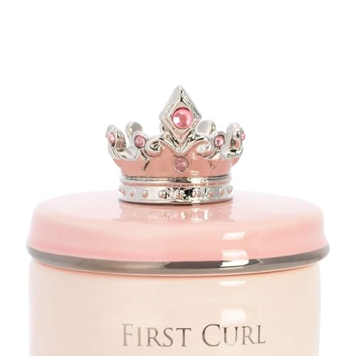 DEMDACO First Tooth and Curl Pink Ceramic Stoneware Children's Stackable Keepsake Box