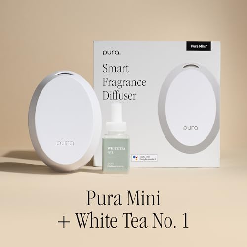 Pura Mini Smart Fragrance Diffuser for Small Spaces Adjustable Smart Home Device with LED Light & Automatic Vial Detection...