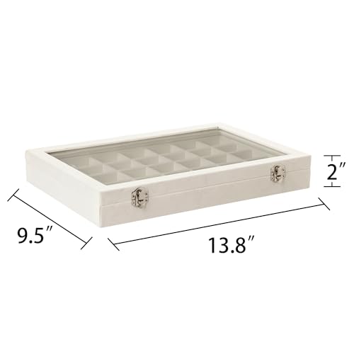Frebeauty Velvet Jewelry Tray,35 Grid Jewelry Organizer with Clear Lid,Earring Holder Organizer Case with Clasp,Drawer Ins...