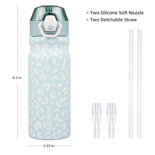 BJPKPK Insulated Water Bottle 18oz Stainless Steel Water Bottles with Straw and Carry Handle Double Wall Metal Thermal Fla...