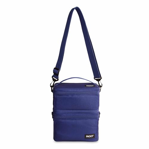 PackIt MOD 3-IN-1 Lunch Box, True Blue, Triple Function System, Insulated and Freezable with EcoFreeze Technology, Removab...