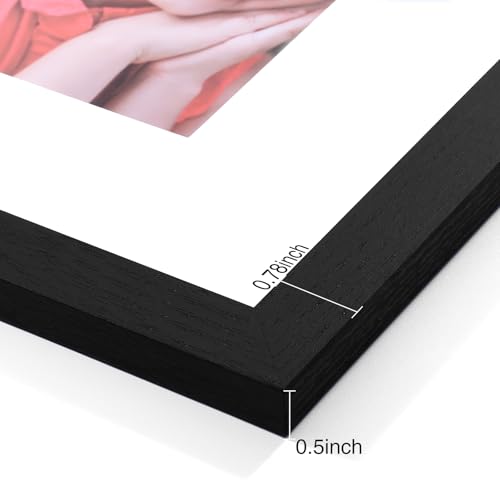 Vittanly 8x10 Picture Frames Set of 9, Shatter Resistant Plexiglass, Display 5x7 Pictures with Mat or 8x10 without Mat, Ph...
