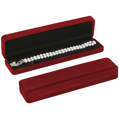 LETURE 2 Pieces Long Velvet Chain Necklace Gift Box Set, Bracelet Storage Case, Jewellry Display Box for Wedding, Engageme...