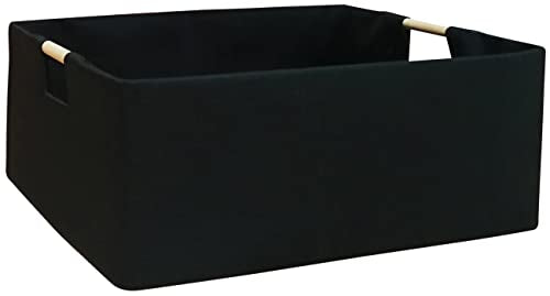 FUULOXE Storage Bin for Shelves Rectangle Closet Baskets Foldable Box with Handles Black Storage Boxes for Home Office Car...