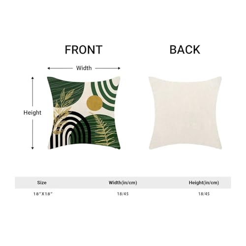 AEIOAE Boho Green Gold Pillow Covers 18x18 Set of 2 Mid Century Tropical Leaf Decorative Throw Pillow Abstract Outdoor Lin...
