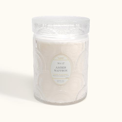 LEOBEN CO – Amber Saffron Scented Candle – 18oz, Heirloom Collection Design – 80 hr Burn Time – Poured in California Using...