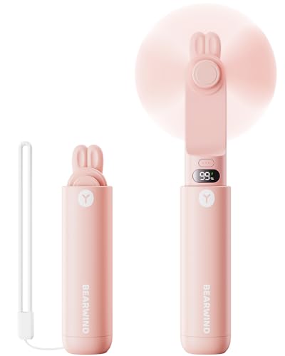 Bearwind Portable Handheld Mini Fan: 2 in 1 Rechargeable Hand Held Fan with Backup Power & Digital Display - Summer Essent...