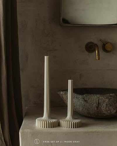 LAWA Set of 2 Vase Candle - Beautiful Handmade Pillar Unscented Soy Wax Elegant Aesthetic Candle Housewarming Gift Home Ro...