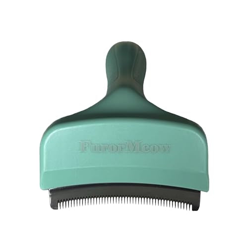 FurorMeow Pet Deshedding Tool with Curve Blade, Cat Grooming Brush, Tight V-shaped Teeth Shedding Comb for Cats and Dogs (...