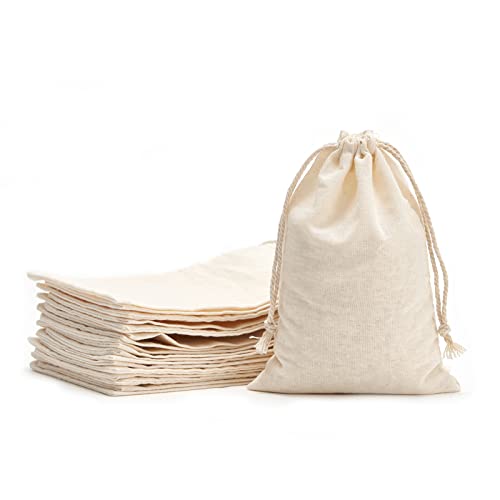 Tendwarm 20 Pack 3.9x5.9 Inches Cotton Drawstring Bags Reusable Muslin Sachet Bag for Party Wedding Storage Home Supplies