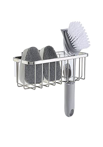 SunnyPoint NeverRust Deluxe Kitchen & Bathroom Sink Sponge Holder Organizer with Adhesive Mount - Additional Suction Cup I...