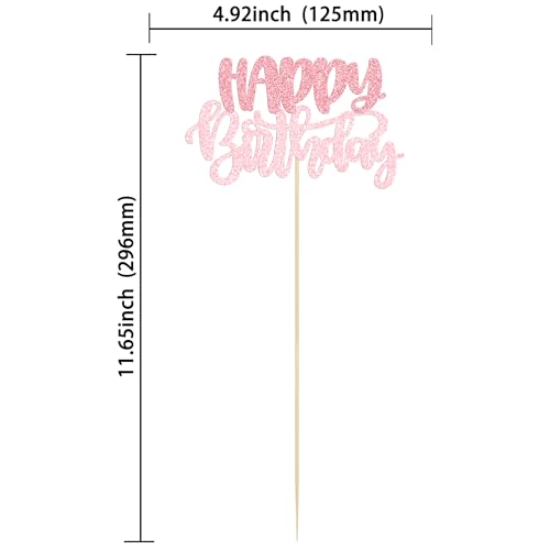Gyufise 12Pcs Happy Birthday Centerpieces Sticks Double Sided Glitter Birthday Party Decorations Anniversary Table Flower ...