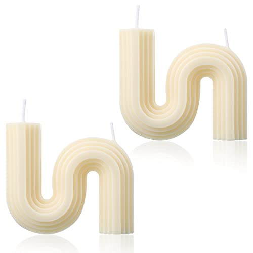 Tondiamo 2 Pcs Aesthetic Candles Twist Shaped Aesthetic Candles Cool S Shape Minimalist Geometric Shaped Soy Wax Scented A...