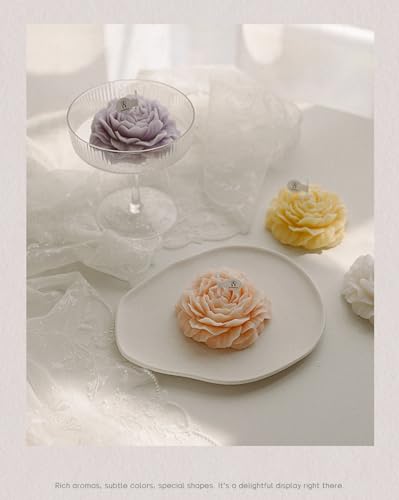 BAKAMITAYI Peony Rose Candles,Handmade Aroma Soy Wax Decorative Candle for Table Photo Prop Birthday Gift,Prefect for Medi...