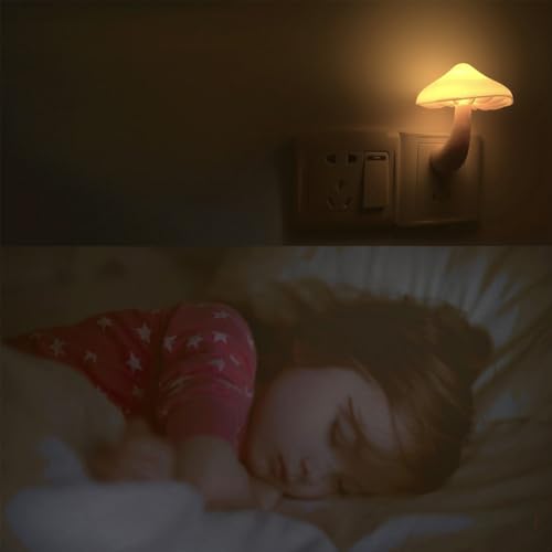 AUSAYE 2 Pack LED Mushroom Night Light Plug into Wall NightLight,Dusk to Dawn Sensor Wall Lamp Energy Saving Night Lights ...