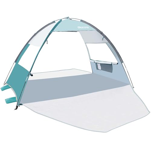OutdoorMaster Beach Tent Sun Shelter with 2 Ventilated Doors, UPF50+ Easy Setup Beach Tent Canopy for 3 Person, Lightweigh...
