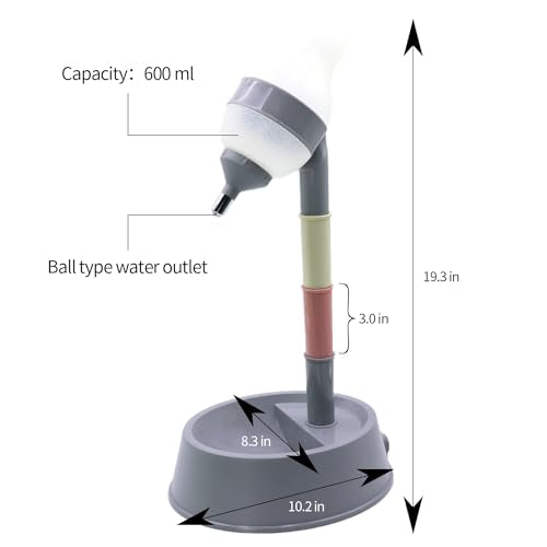 DELIFUR Pet Standing Water Dispenser Adjustable Cat Dog Drinking Water Dispenser Bowl with Detachable Pole Automatically F...