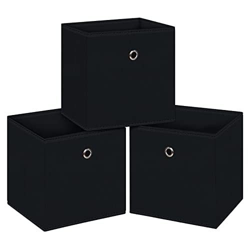 NieEnjoy Black Foldable Storage Cubes Bins ,11 Inch Cloth Storage Cube Fabric Storage Box Cubes Organizer Baskets with Han...