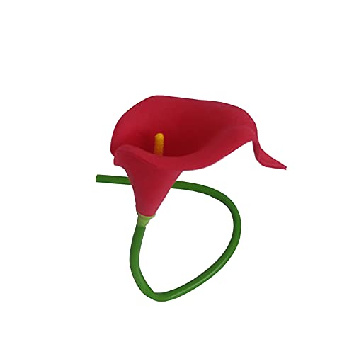 Wuudi 20pcs Calla Lily Bridal Wedding Bouquet Head Latex Real Touch Flower Bouquets(Red)