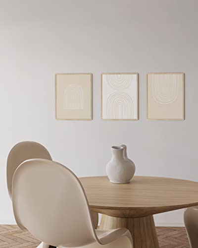 HAUS AND HUES Bohemian Wall Art - Set of 3 Boho Prints, Beige Room Decor Aesthetic, Earth Tone Pictures, Line Drawing, Ter...