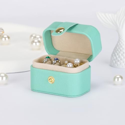 KUKUVR Small Travel Jewelry Box For Ring Stud Earring, Mini Jewelry Ring Holder for Multiple Rings, Portable Jewelry Stora...