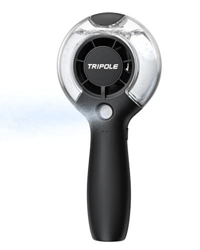 TriPole Misting Fan Portable Handheld Fan with Mist, 4000mAh Rechargeable Personal Mister Fans with 40ml Water Tank, High-...