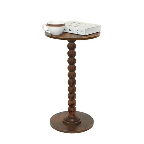 Fultyle Round Side Table, Small Drink Table for Small Spaces, Modern Accent Nightstand with Solid Wood Leg for Living Roo...