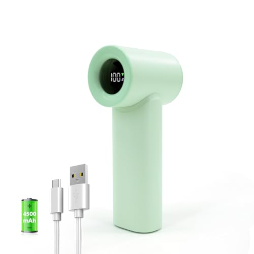 Portable Handheld Turbo Fan, 5 Gear Wind, LED Display, 4500mAh USB Rechargeable Hand Held Personal Fan, 15H Max Cooling Ti...