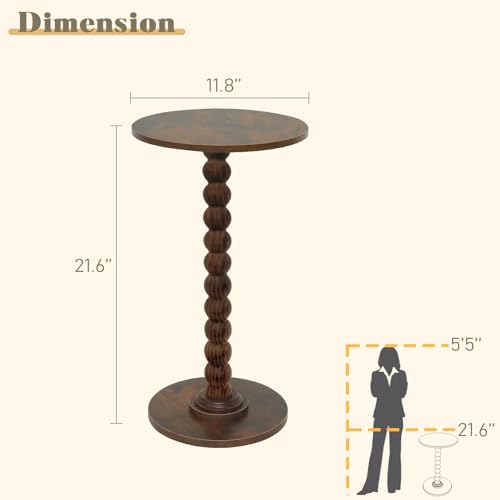 Fultyle Round Side Table, Small Drink Table for Small Spaces, Modern Accent Nightstand with Solid Wood Leg for Living Roo...