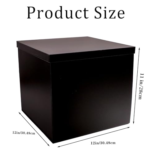 UoeRing Matte Black Large Gift Box 1Pcs 12x12x11 Inch,Gift Box with Lid for Presents Birthdays,Christmas Valentine's Day,M...