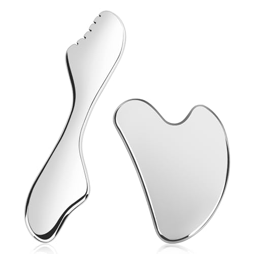 ANPODE 2Pcs Gua Sha Facial Tools Set,Guasha Massage Tool for Face&Body, Manual Massage Tool for Lymphatic Drainage &Jawlin...