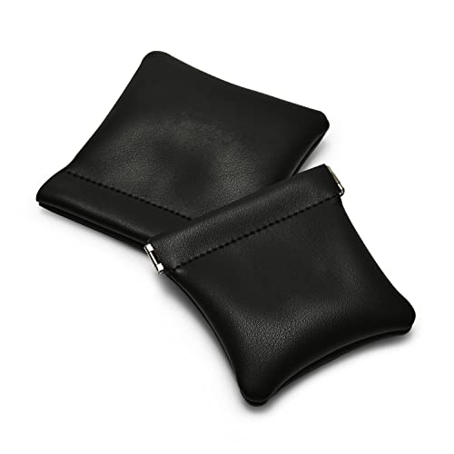 Woodten PU Leather Jewelry Travel Bag Leather Jewelry Pouch Christmas,Wedding Party Favor Gift Bag (S, Black)
