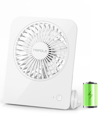 TriPole Desk Fan Small Portable Fan 2000 mAh Rechargeable Battery Ultra Quiet 4.5 Inch Mini Travel Fan with 180° Tilt Fold...