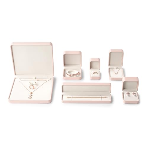 Oirlv Luxury Leather Jewelry Set Box Big Necklace Ring Storage Case Jewelry Gift Box for Bracelet Necklace Earring Ring (P...